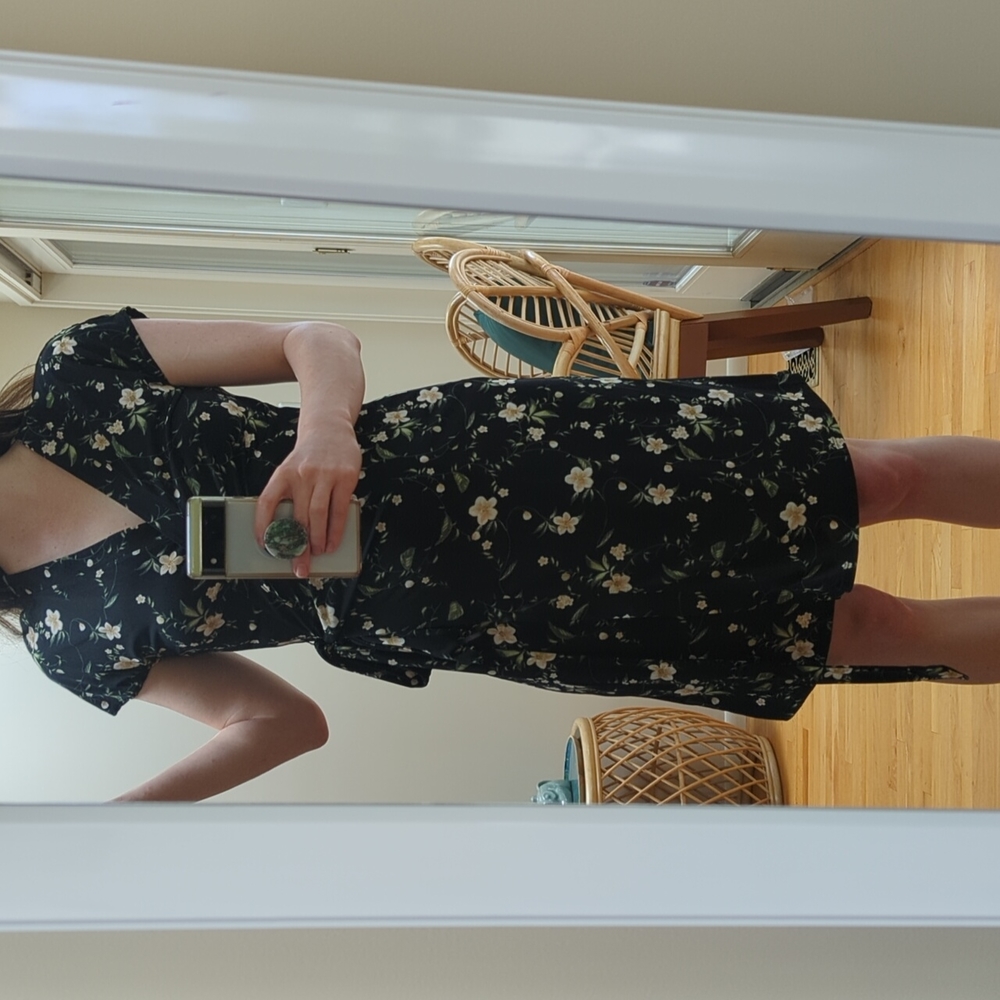 MNG Mango floral black wrap dress